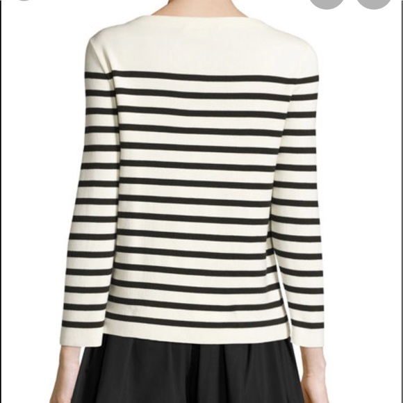 Marc Jacobs | Striped Knit Animal Sequin Bateau Cashmere Cotton Blend Sweater M - Picture 15 of 16